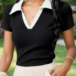 Blouse Femme Été Manches Courtes Slim Fit